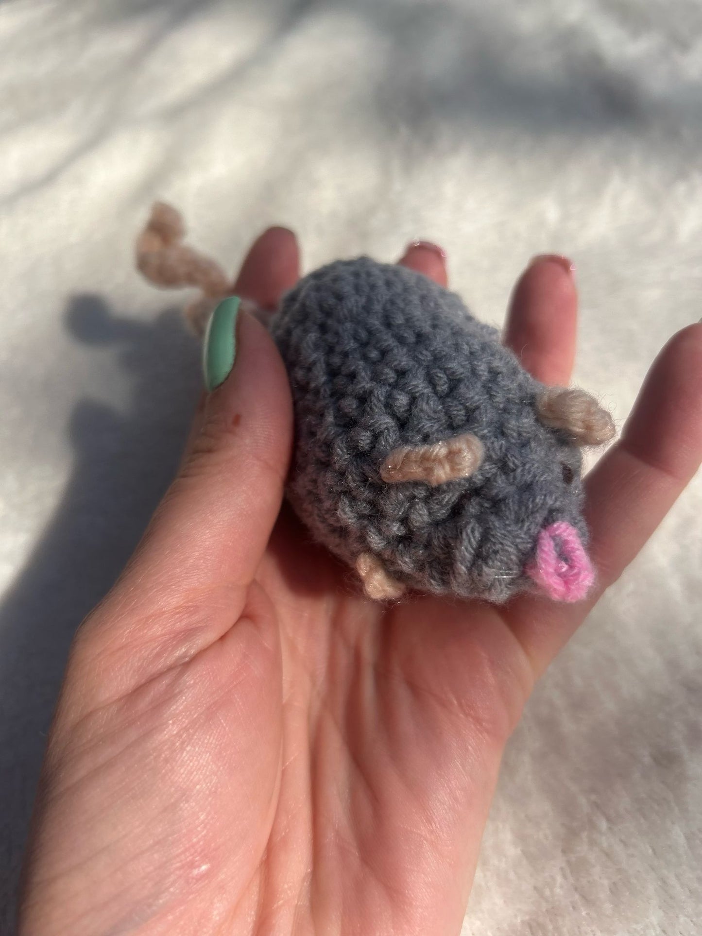 Grey crochet rat
