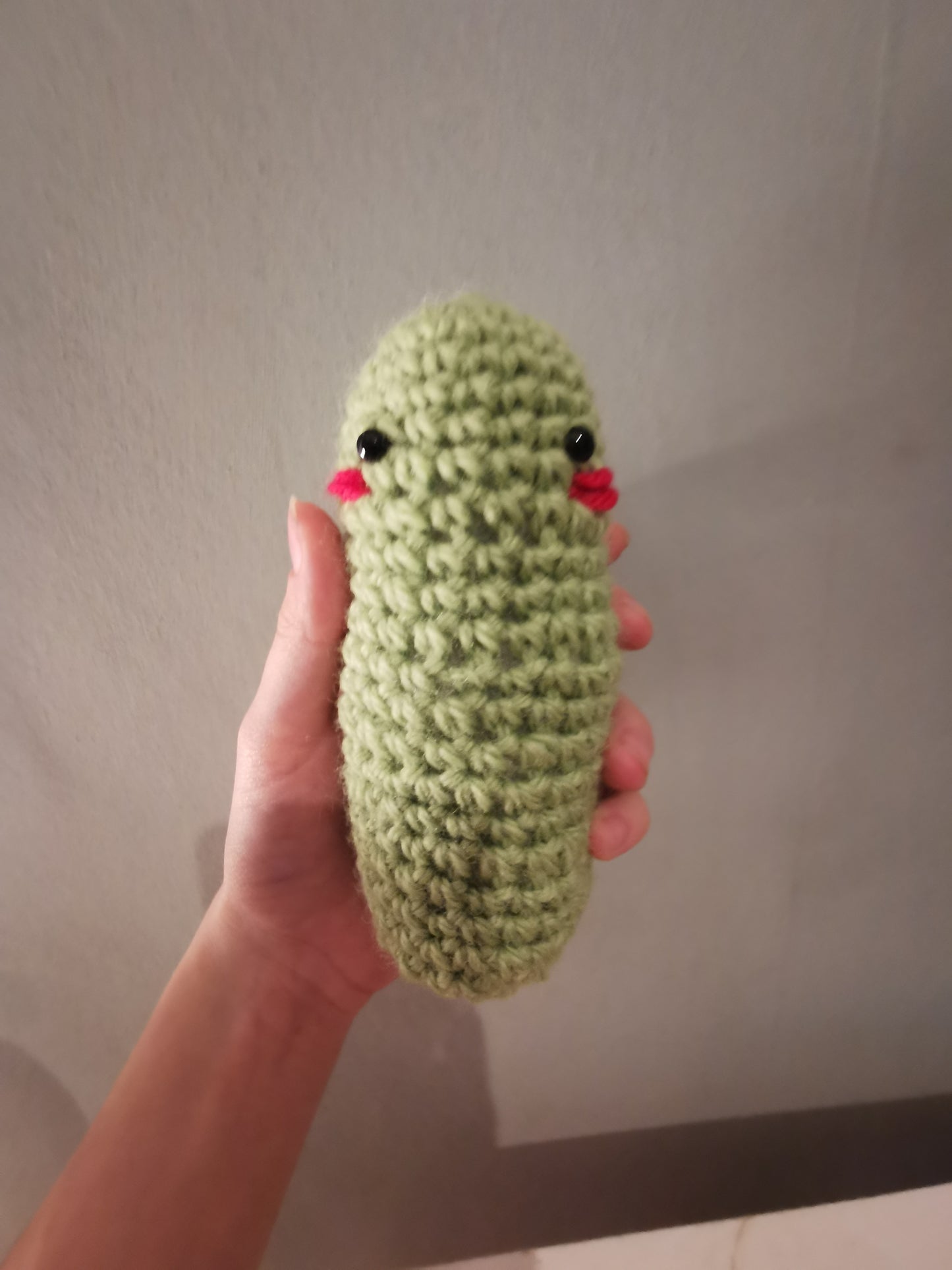 Cute green crochet pickle