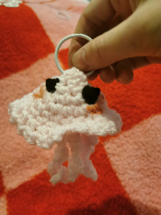 Cute pink jellyfish key ring